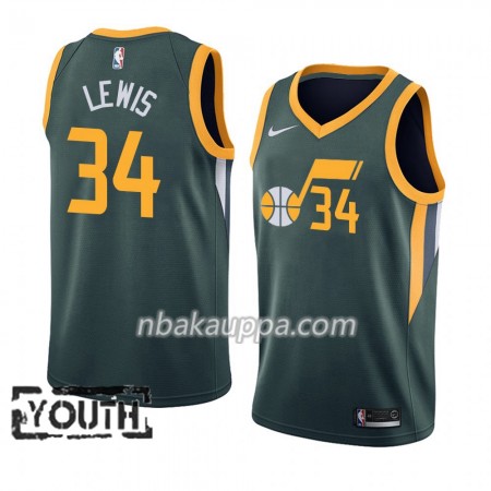 Utah Jazz Trey Lewis 34 2018-19 Nike Vihreä Pelipaidat Swingman - Lasten